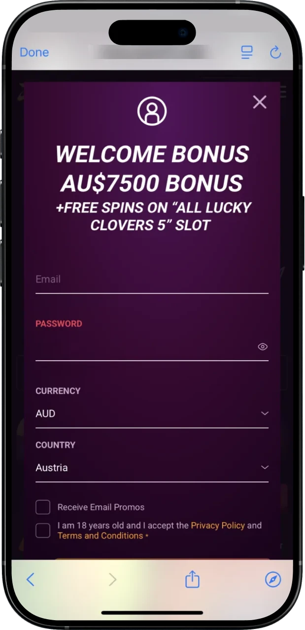 Join or log in at Ricky Casino and head to the app section.