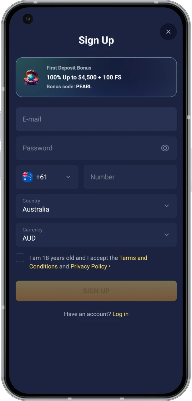 Create an account on the Joo Casino platform.