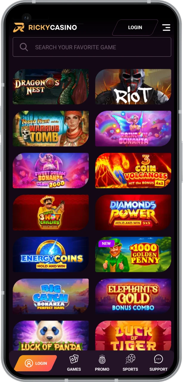 Open the casino games section and find Chicken Road at Ricky Casino.