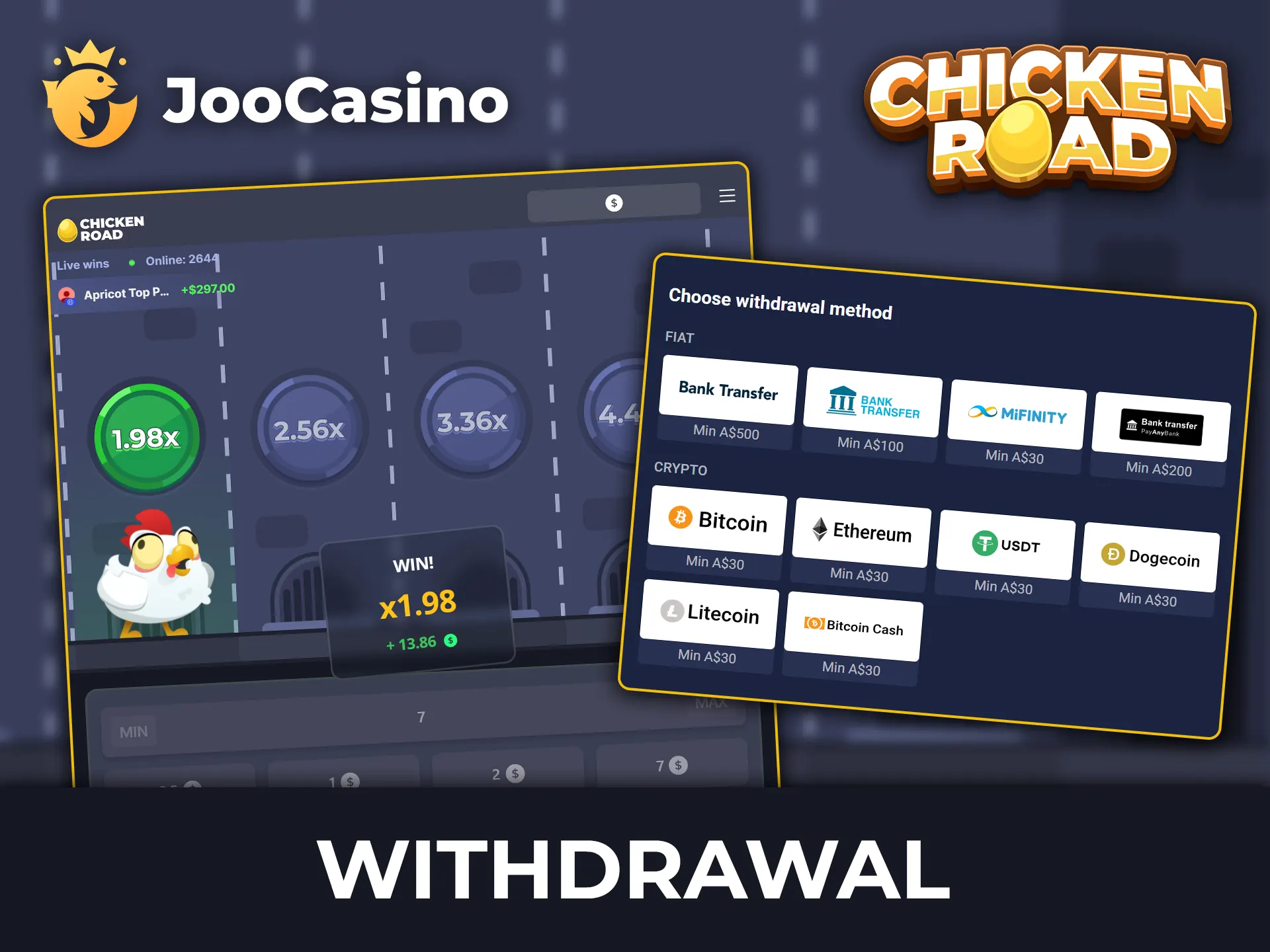 Learn how to withdraw your winnings from Chicken Road at Joo Casino using reliable payment methods.
