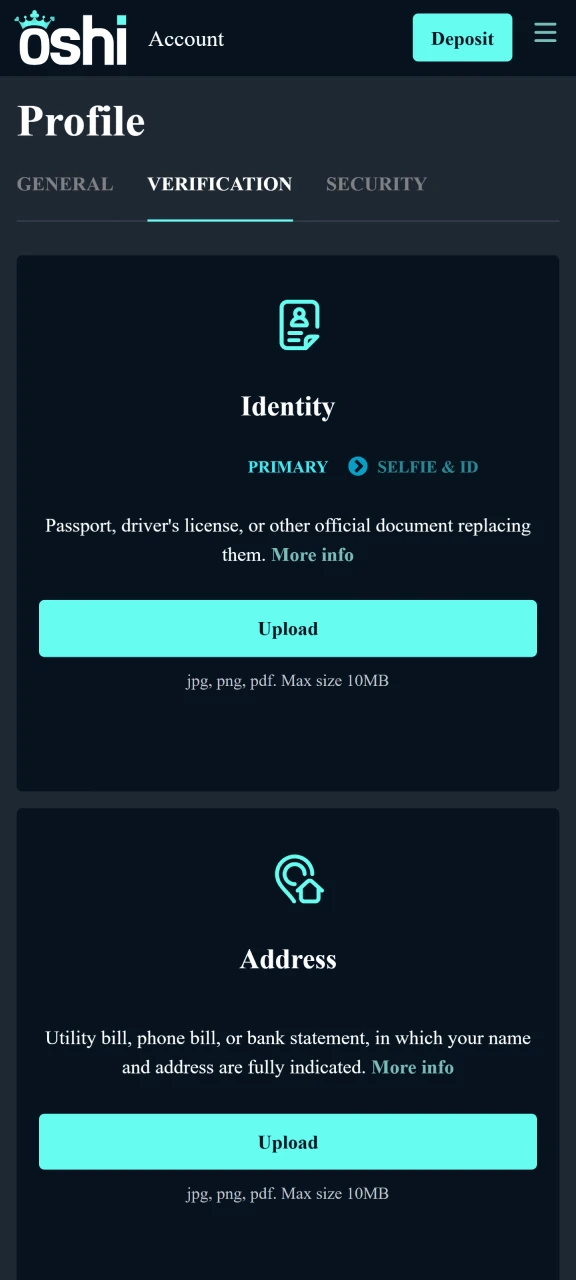 Pass your Oshi Casino account verification and then play Chicken Road.
