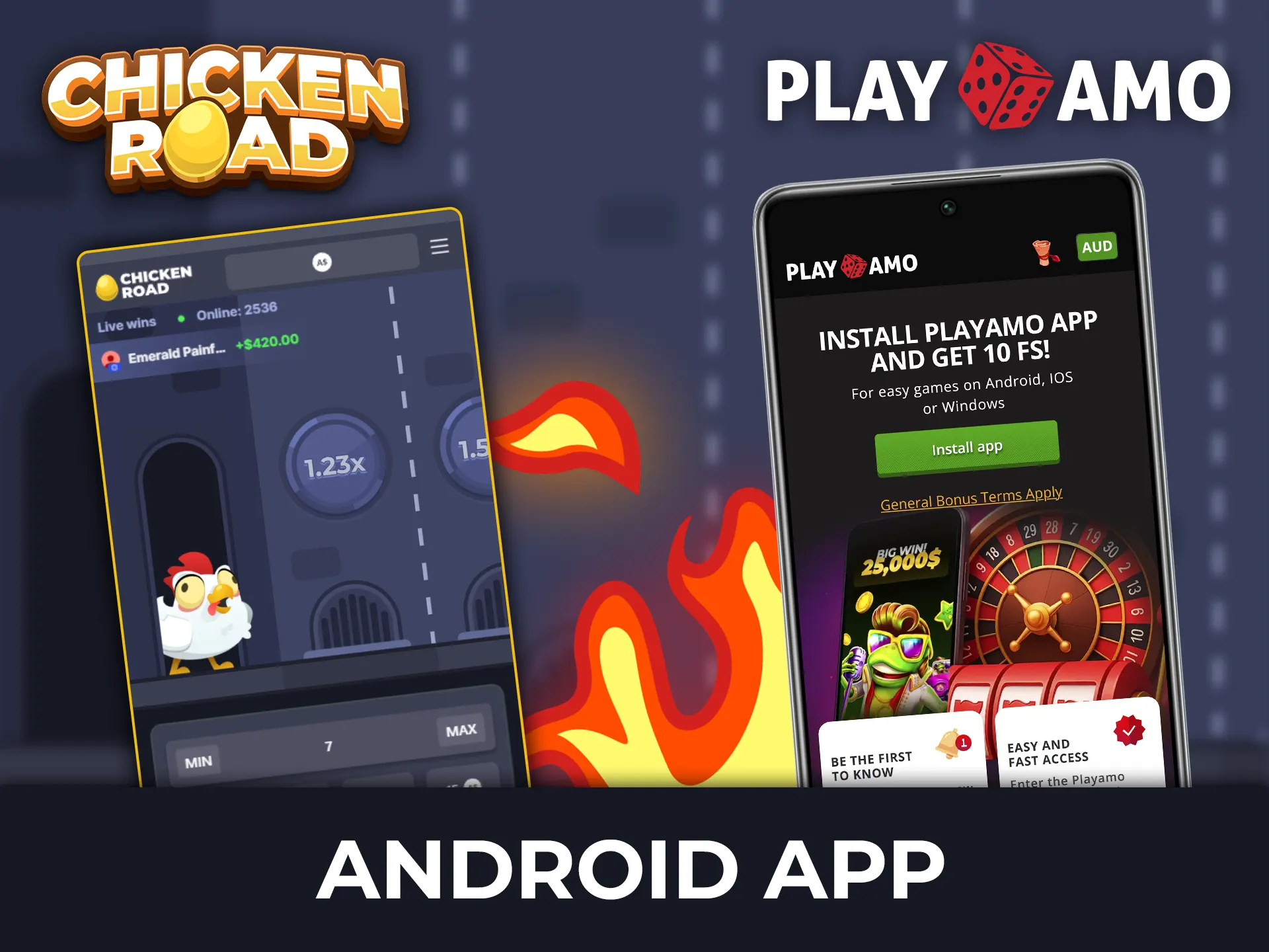 Follow the instructions for downloading the Playamo app to enjoy the mobile version of Chicken Road.