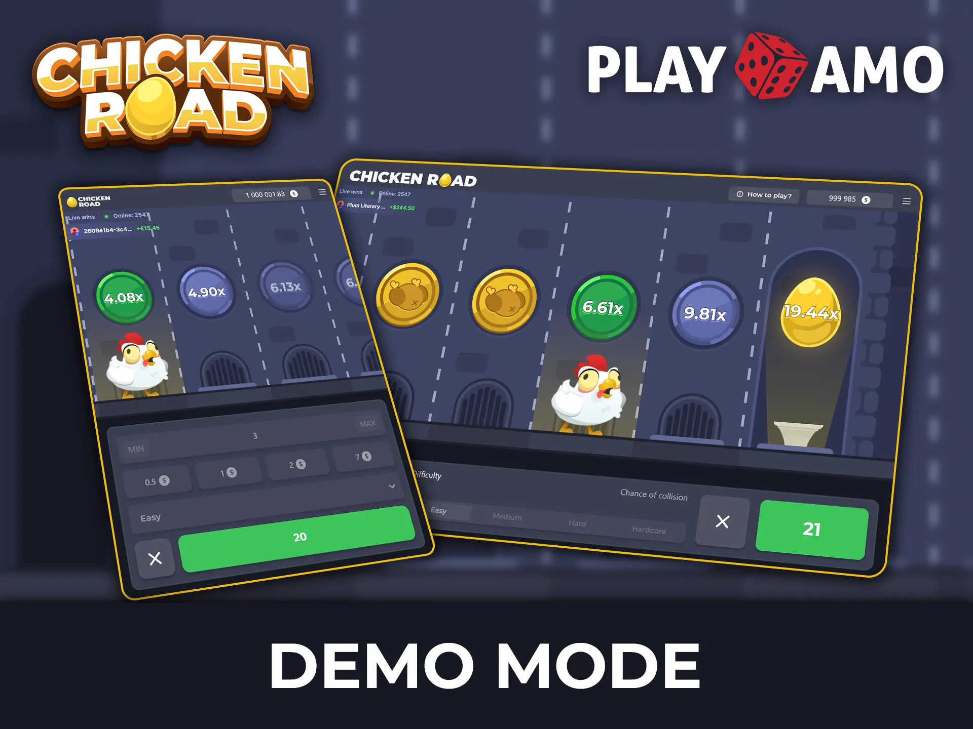 Try the demo version of Chicken Road at Playamo before betting with real money.