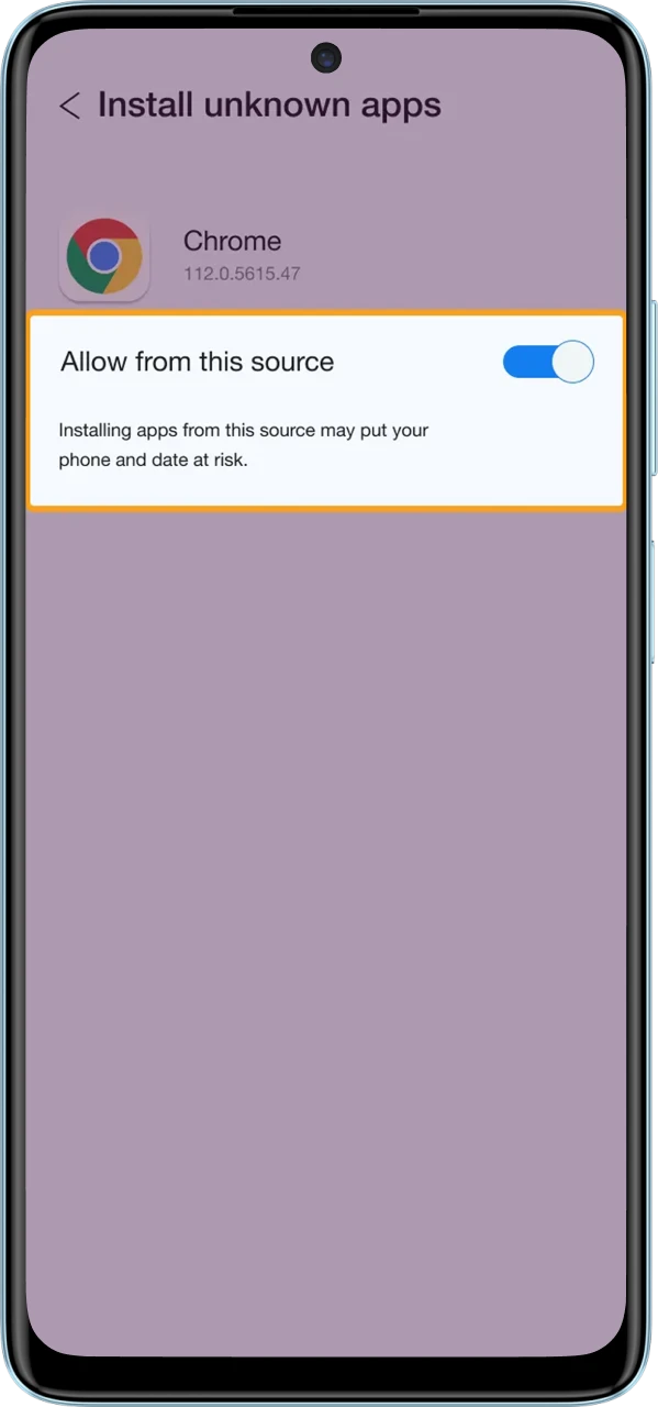 Accept the Ricky Casino APK download and enable installation from this source.