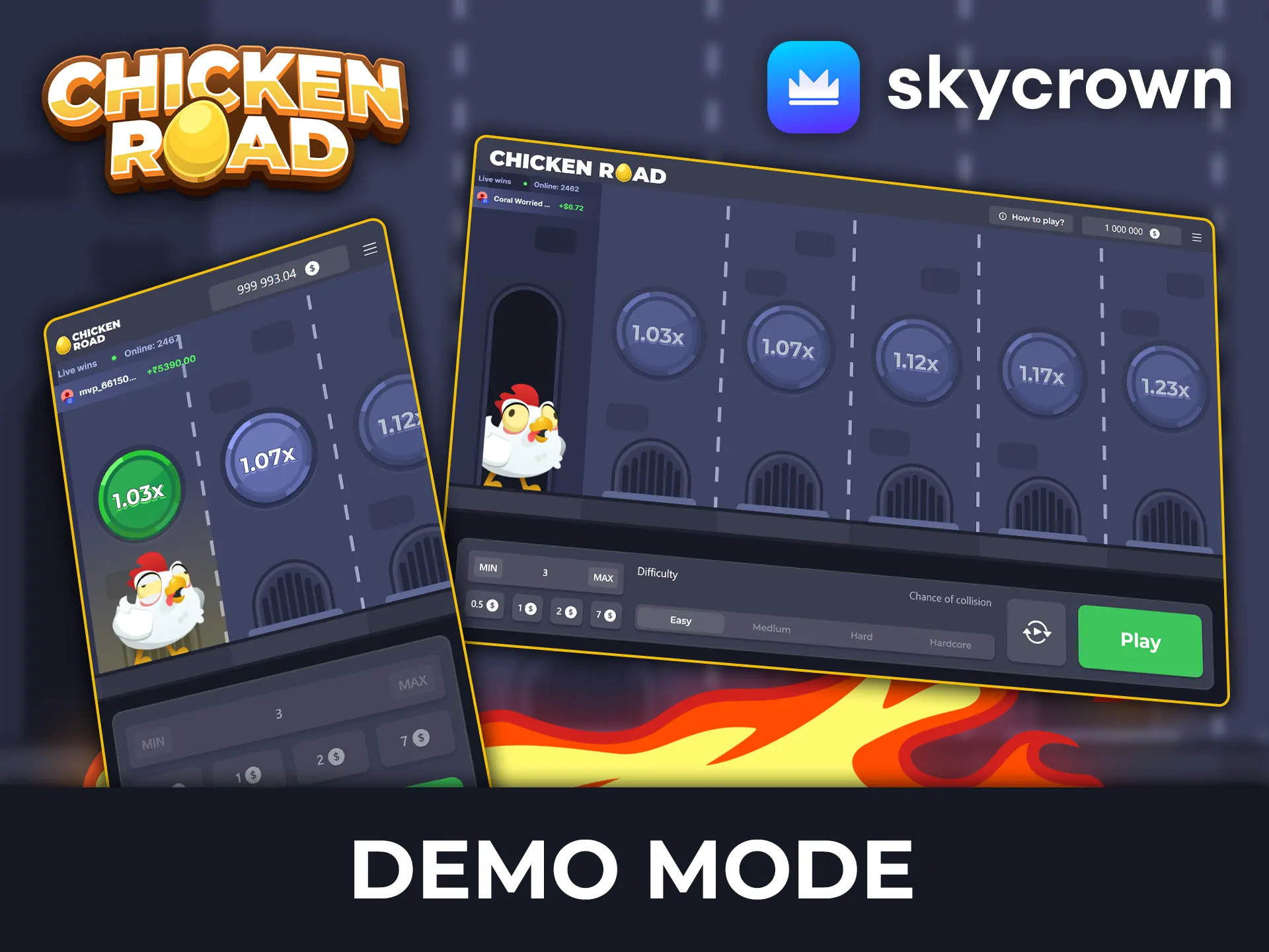 Create an account on SkyCrown and play the free demo version of Chicken Road.